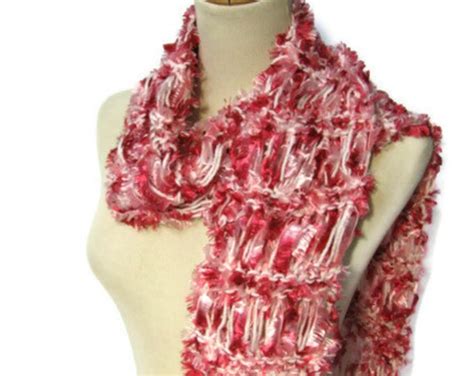 Candy Cane Hand Knit Scarf Red And White Sale Etsy