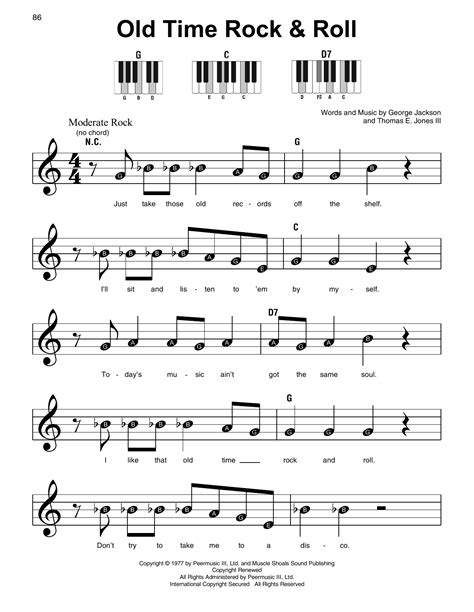 Bob Seger Old Time Rock And Roll Sheet Music Notes Chords Download