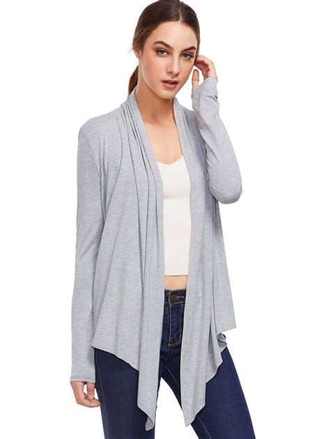 Asymmetrical Open Front Drape Cardigan Sweater Sheinsheinside