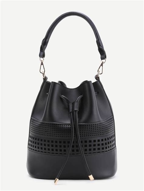 Black Bucket Pu Bag With Crossbody Bag Sheinsheinside