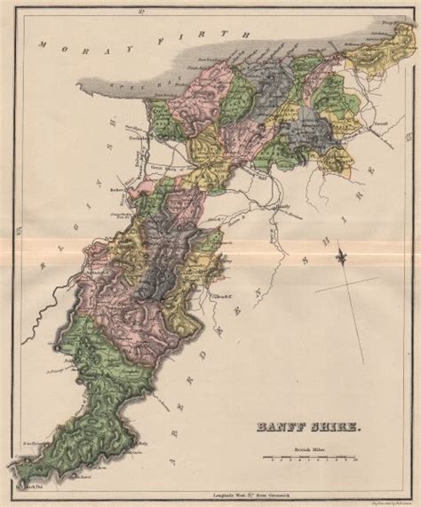 Banffshire Antique County Map Parishes Scotland Lizars 1885 Old
