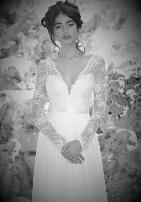 Long Sleeve Lace Wedding Dress Romantic Wedding Dress With Etsy
