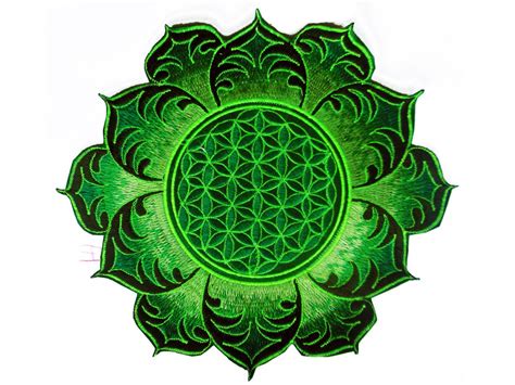 Flower Of Life Green Mandala Holy Geometry Patch Sacred Art Etsy