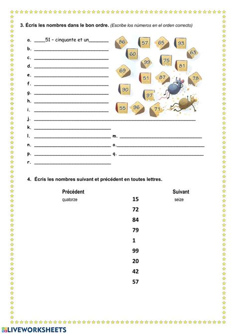 Les Nombres Ficha Interactiva French Worksheets French School School