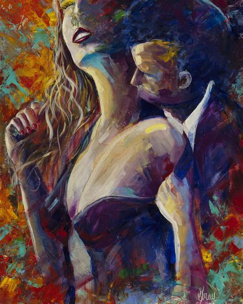 Romantic Love Making Bedroom Painting Kissing Man And Etsy