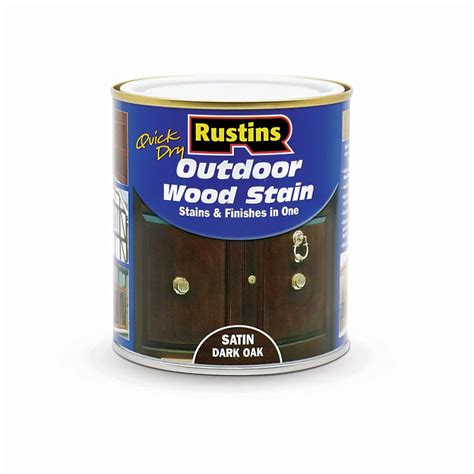 Rustins Quick Dry Outdoor Wood Stain Satin Dark Oak 500ml Diy At Bandq