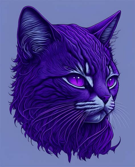 Premium Vector A Purple Cat With Purple Eyes Is On A Blue Background