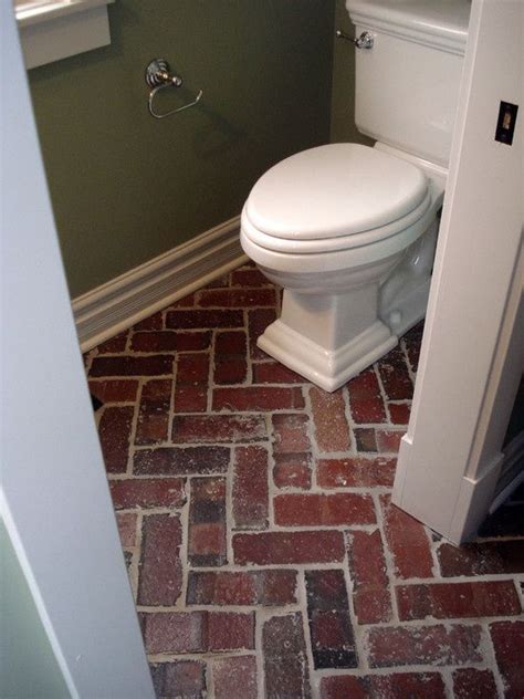 Brick Flooring And Herringbone Pattern Bathrooms Pinterest Eclectic