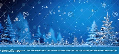 Snowy Blue Christmas Background Gentle Flying Snow Stock Illustration
