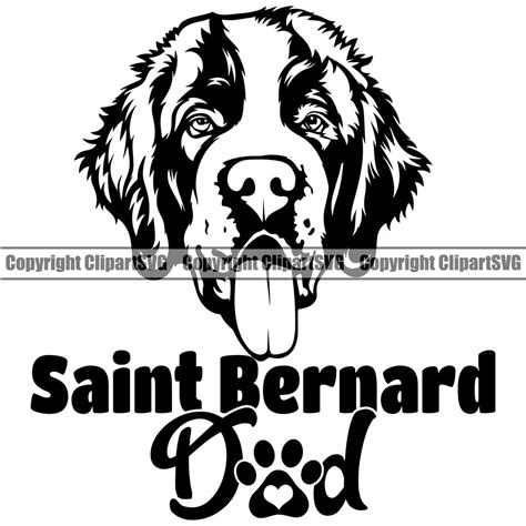 Saint Bernard Dad Dog Smile Face Design Puppy Head Purebred Canine K 9