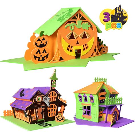 Joyin 3 Pack Halloween Foam Haunted House 3d Craft Kit For Kids 3d