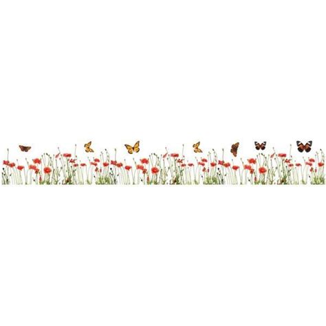Poppies And Butterflies Border Decal Home Décor Line Wall Decals