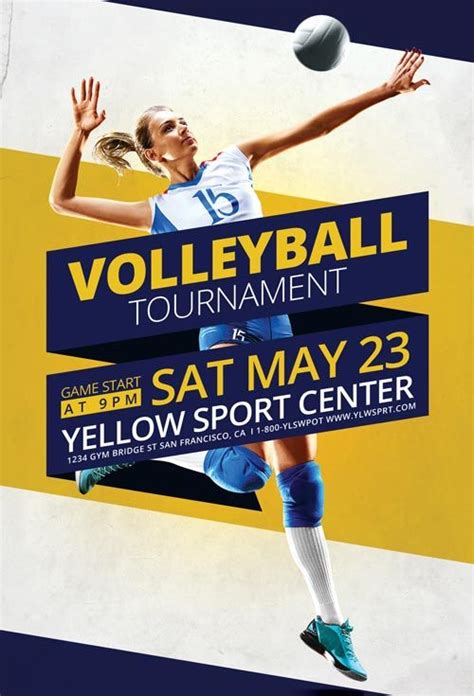 Check Out The Volleyball Tournament Free Psd Flyer Template Only On