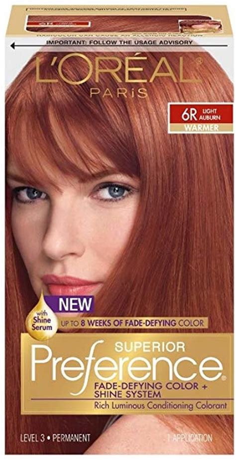 L'Oreal Superior Preference Hair Color, 6R Light Auburn (Packaging