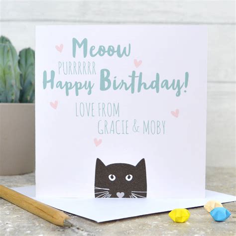 Personalised From The Cat Birthday Card By Pink And Turquoise