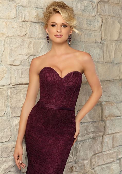 Fitted Lace Bridesmaid Dress With Corset Style Bodice Morilee Mori Lee Bridesmaid Dresses