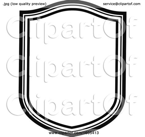 Clipart Of A Grayscale Shield Royalty Free Vector Illustration By
