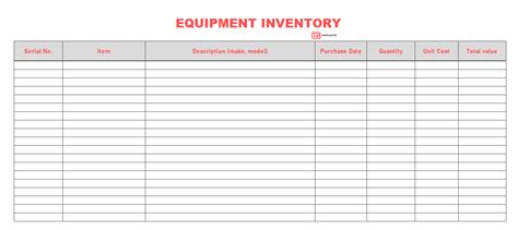 Free Equipment Inventory Template For Excel List Sheet