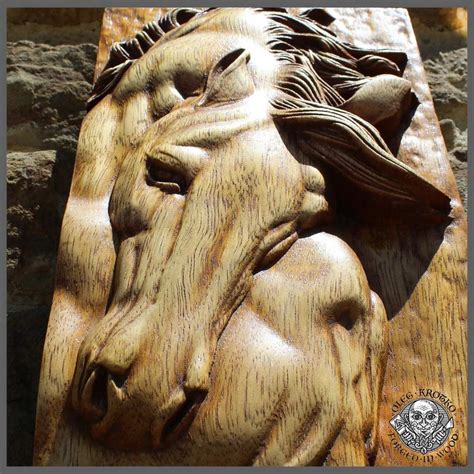 Horse Wood Carving Wall Hanging Forged In Wood