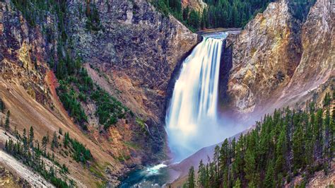 Mountain Waterfall Wallpaper Hd Widescreen Waterfall National Parks