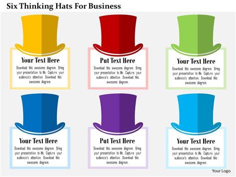 Six Thinking Hats For Business Flat Powerpoint Design Template
