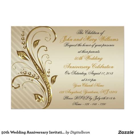 10pcs wedding invitations card pearl paper floral invitation cards greeting card invitation holder for wedding party anniversary. 50th Wedding Anniversary Invitation Card | Zazzle.com ...
