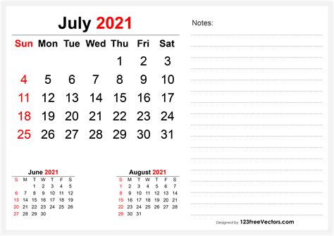 Free 2021 July Desk Calendar Design
