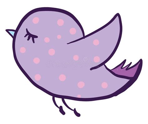 Cute Purple Bird Flying Illustration Vector Stock Vector