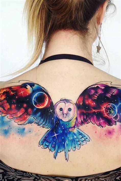 Galaxy Owl Tattoo For Back Galaxytattoo Tattooforback Owl Tattoo