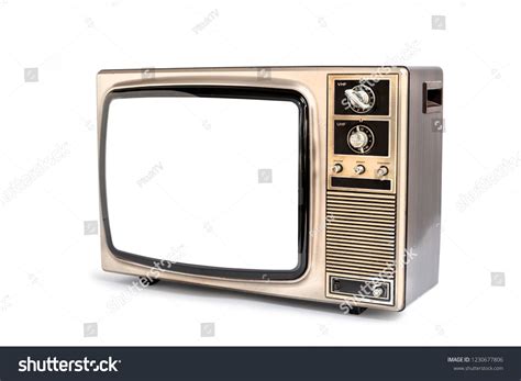 Old Television With Clipping Path Isolated On White Background Vintage