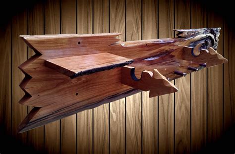 Maybe you would like to learn more about one of these? Rustic Live Edge Cherry Wood Wall Gun Rack Shelf Shotgun Shell Hat Coat Rack Mantelpiece Home ...
