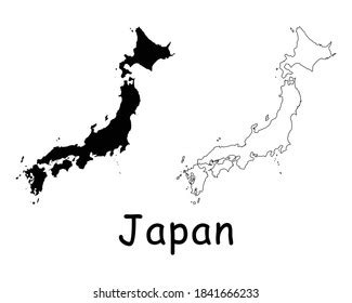 Japan Vector Map Silhouette Outline Isolated Stock Vector Royalty Free