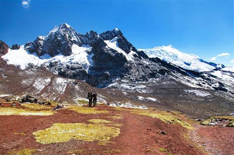 Ausangate Trek Trekking Trail With Two Tourists Stock Photo Image Of