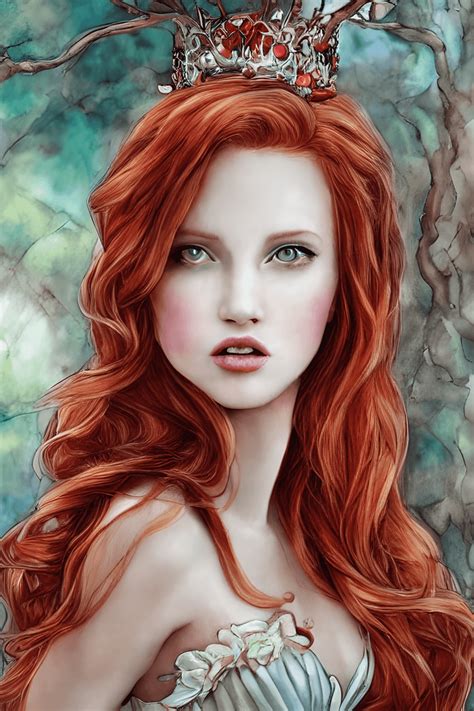 Beautiful Red Haired Girl In Disney Princess Style Creative Fabrica