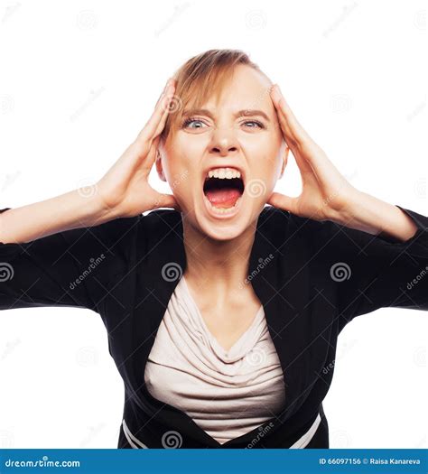 Angry Screaming Businesswoman Stock Photo Image Of Loud Frustration