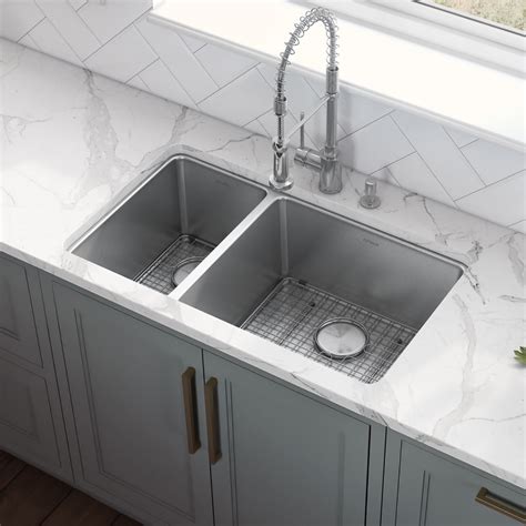 Inch Undermount Kitchen Sink Double Bowl Gauge Stainless