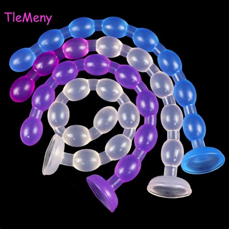 Tlemeny 50cm Long Jelly Anal Beads Butt Plug Anal Balls Sex Toy For