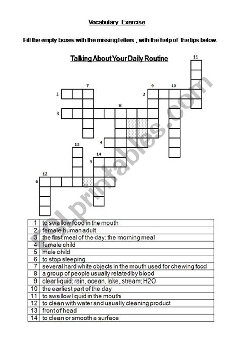 Daily Routines Crossword Puzzle Worksheet Vrogue Co