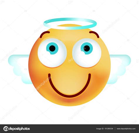 Cute Angel Emoticon On White Background Isolated Vector Illustration