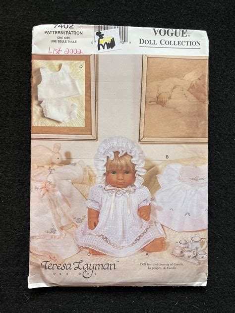 Vogue Doll Collection Sewing Pattern 7402 14 Baby Doll Etsy