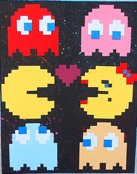 Pacman Pixel Art Painting By Bloominglaureltree On Etsy Math Projects