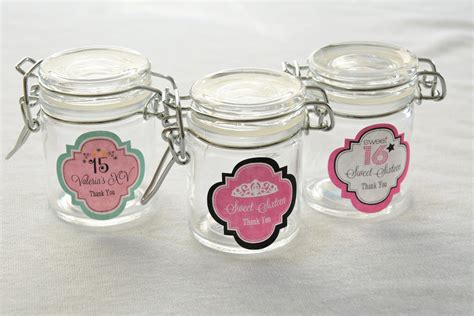 25 Personalized Glass Jars Personalized Party Favor Sweet 15 16 Favor Quinceanera Favor Swing