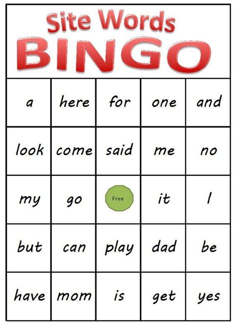 Kindergarten Sight Word Bingo Printable Download Sight Words