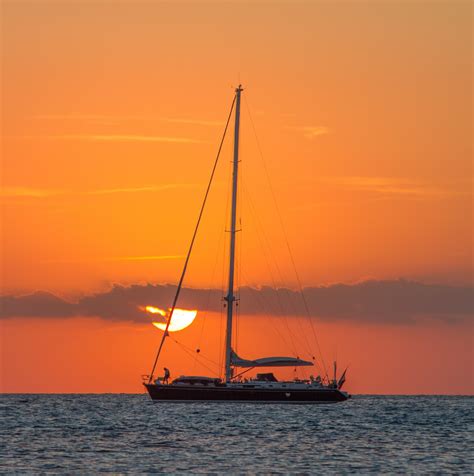 Free Images Sail Sea Island Sun Sunset Adventure Sky Calm Horizon Sailboat Ocean
