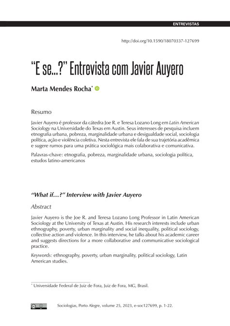 Pdf “e Se” Entrevista Com Javier Auyero