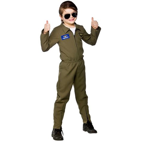 Airforce Hot Shot Flightsuit Boys Fancy Dress Uniform Kids Top Gun