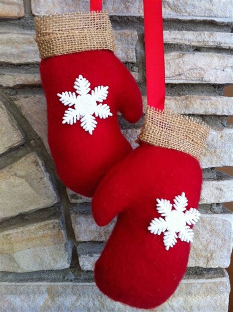 Burlapred Felt Christmas Mittens Customizable By 2creativegirls