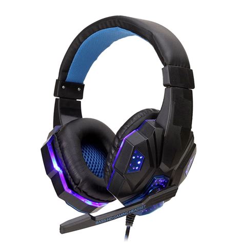 Gaming Headset Mic Led Headphones Stereo Surround For Pc Ps4blueblack