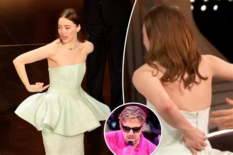 Emma Stone Suffers Wardrobe Malfunction Before Oscars Acceptance Speech