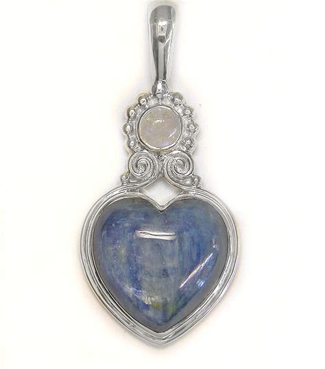 Kyanite Heart Pendant With Rainbow Moonstone Offerings Jewelry By Sajen